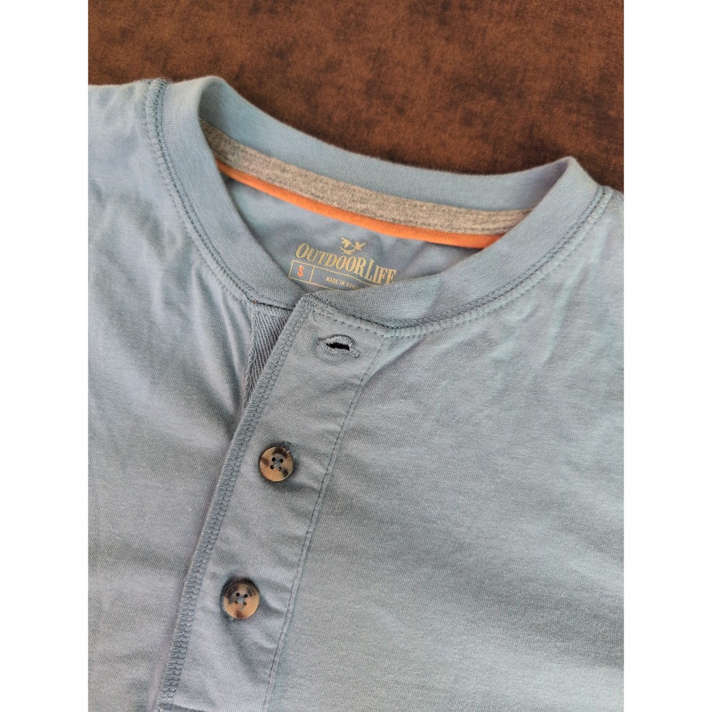 NWT Outdoor Life Sueded Henley‎ Shirt Mens Captains Blue Short Sleeve Small